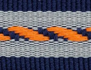 High-quality navy blue and orange patterned woven tape with durable texture - Kacarteks Narrow Weaving